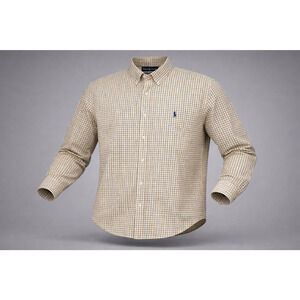 Vintage Ralph Lauren Blake Shirt Mens L Yellow Blue Check 100% Cotton